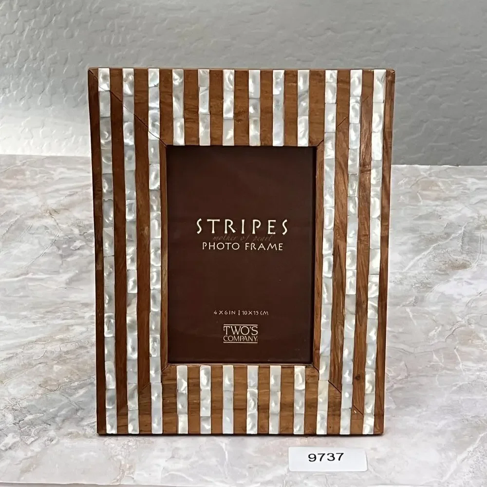 Two's Company Mother Of Pearl Wood Striped inlaid 4X6